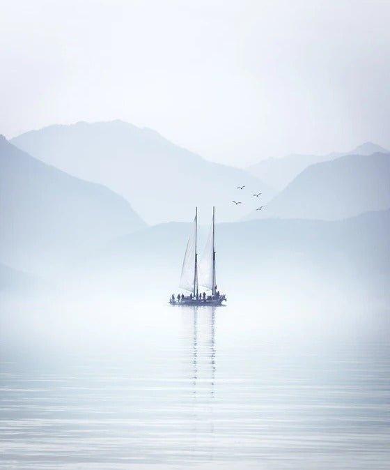 Papel pintado lago Annecy navegación