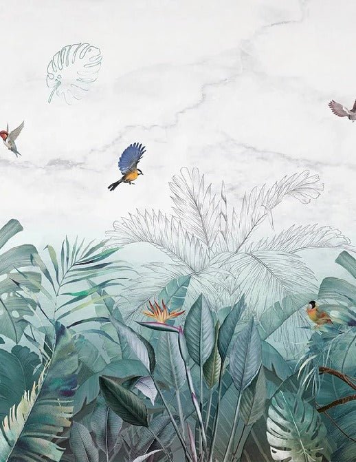 Papel pintado Selva de mármol azul