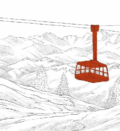 Papel pintado teleférico rojo de La Plagne