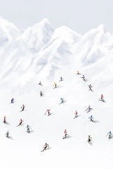 Fondo de pantalla de esquiadores coloridos en la montaña