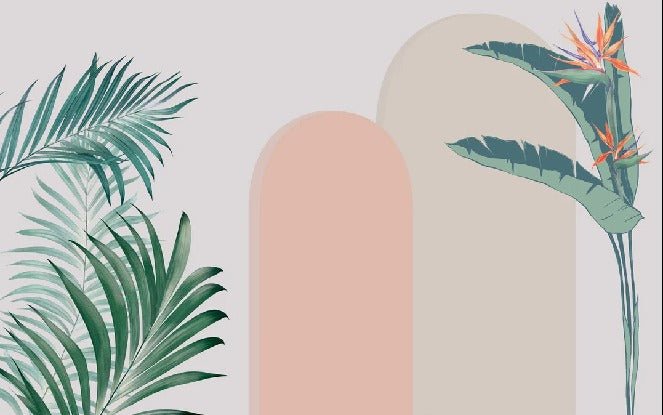 Papel pintado dormitorio arcos vegetales