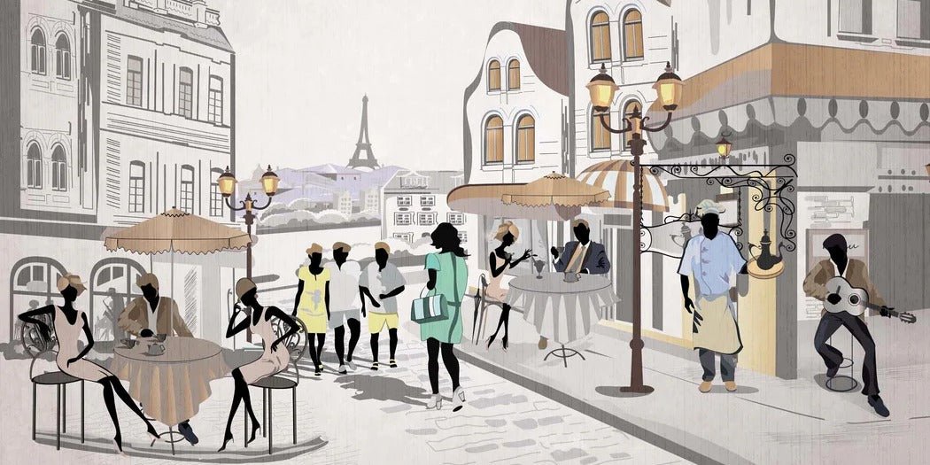 Papel pintado francés Paris café en terrasse