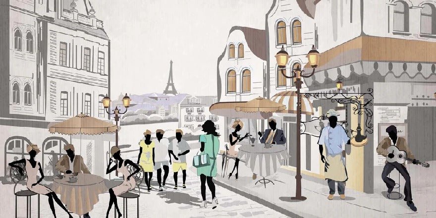 Papel pintado francés Paris café en terrasse