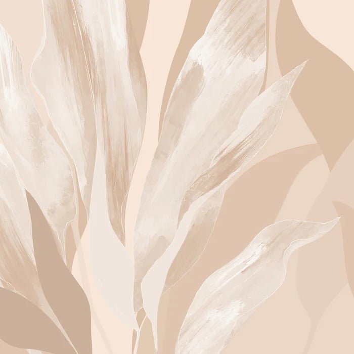 Papel pintado con motivos florales en color beige