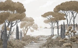 Paseo por los arroyos papel pintado marrón