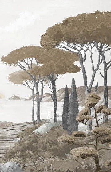 Paseo por los arroyos papel pintado marrón