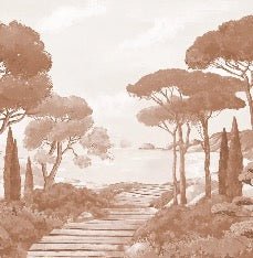 Papel pintado paseo por los arroyos terracota