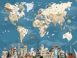 Papier peint carte monde Monument World, XXL, tendance
