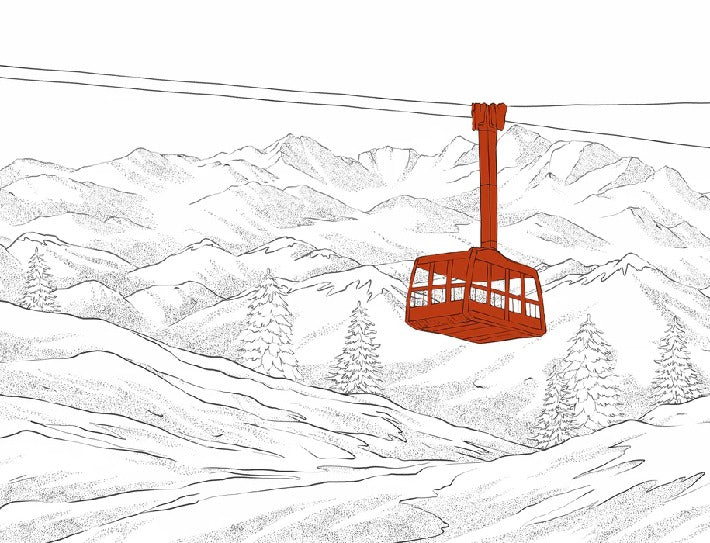 Papel pintado teleférico rojo de La Plagne