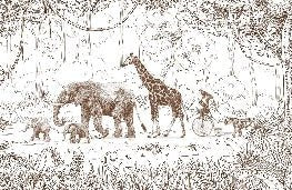 Papel pintado infantil monocromo selva