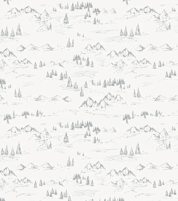 Papel pintado de Ilustración de montaña y abeto