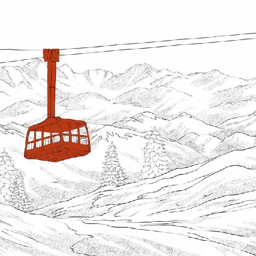 Papel pintado teleférico rojo de La Plagne