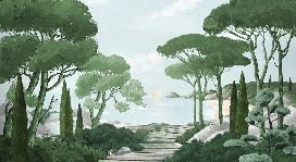 Camina por los arroyos de papel pintado de verde