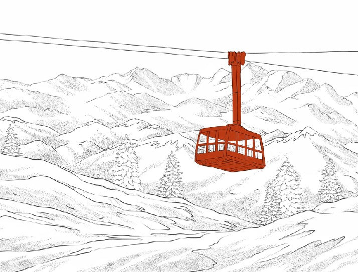Papel pintado teleférico rojo de La Plagne
