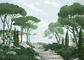 Camina por los arroyos de papel pintado de verde