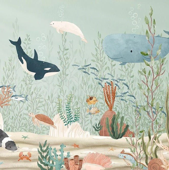 Papel pintado para bebés con motivos marinos