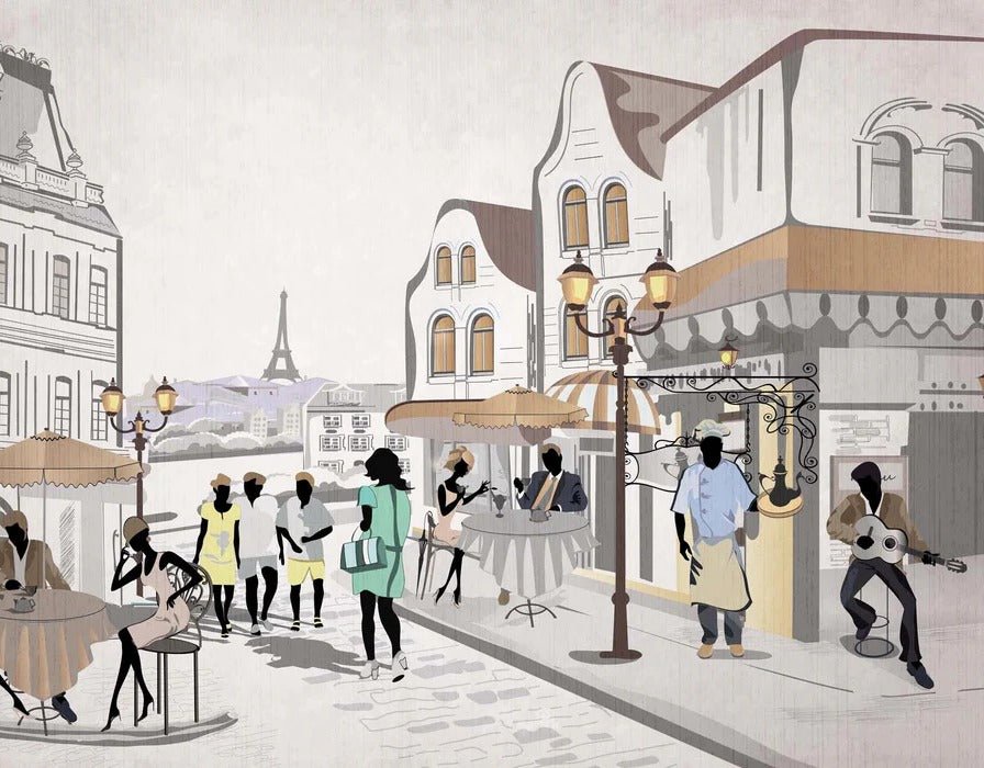 Papel pintado francés Paris café en terrasse