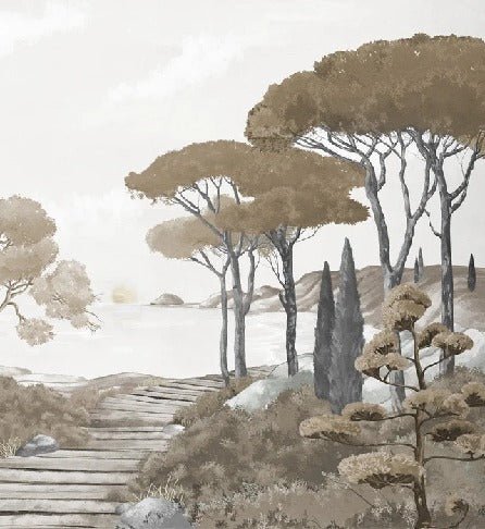 Paseo por los arroyos papel pintado marrón