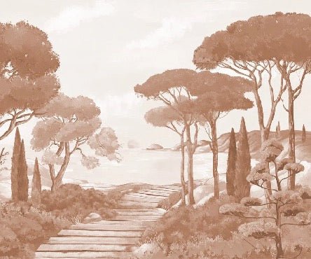 Papel pintado «Paseo por las calas» terracota