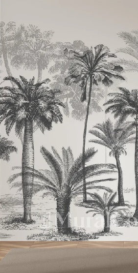 Papel pintado Jungla en blanco y negro