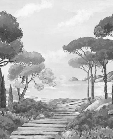 Papel pintado Walk in the creeks, blanco y negro