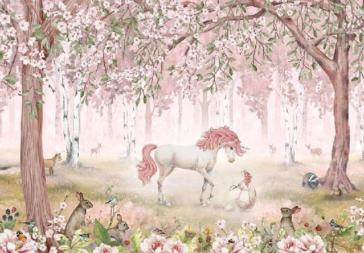 Papel pintado unicornio hada rosa