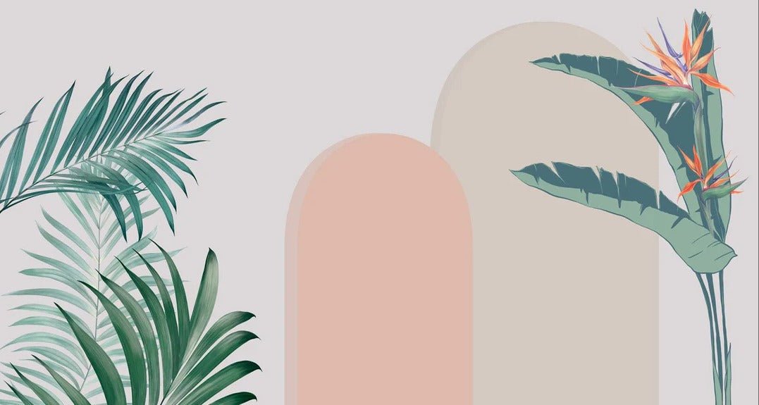 Papel pintado dormitorio arcos vegetales