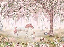 Papel pintado unicornio hada rosa