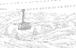 Papel pintado blanco y negro La Plagne télécabine