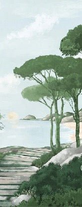 Camina por los arroyos de papel pintado de verde