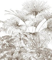 Papel pintado grabado monocromo tropical