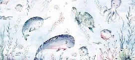 Papier peint baleines océan féérique, XXL, tendance