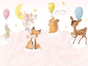 Papel pintado para habitación de bebé rosa nube