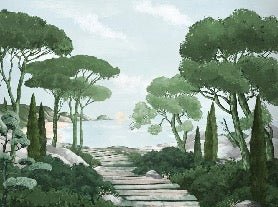 Camina por los arroyos de papel pintado de verde