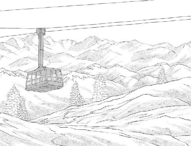 Papel pintado blanco y negro La Plagne télécabine