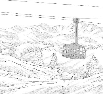 Papel pintado blanco y negro La Plagne télécabine