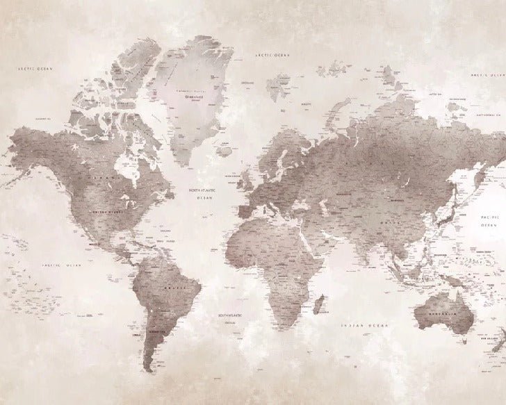 Papier peint carte du monde intemporel, XXL, tendance