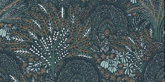 Papel pintado vegetal para el inodoro con forma de rueda de pavo real