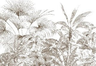 Papier peint tropical gravure monochrome, XXL, tendance