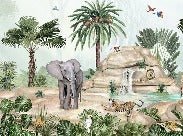 Papel pintado infantil oasis de animales