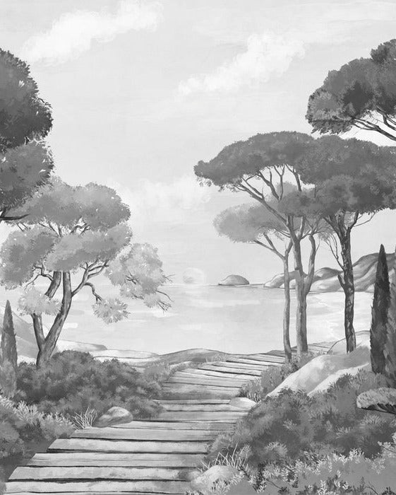 Papel pintado Walk in the creeks, blanco y negro