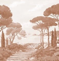 Papel pintado paseo por los arroyos terracota