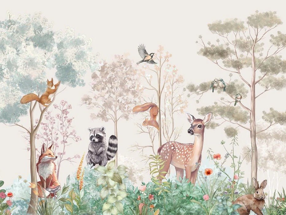 Papel pintado para habitación infantil «Naturaleza mágica» beige