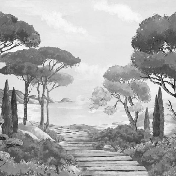 Papel pintado Walk in the creeks, blanco y negro