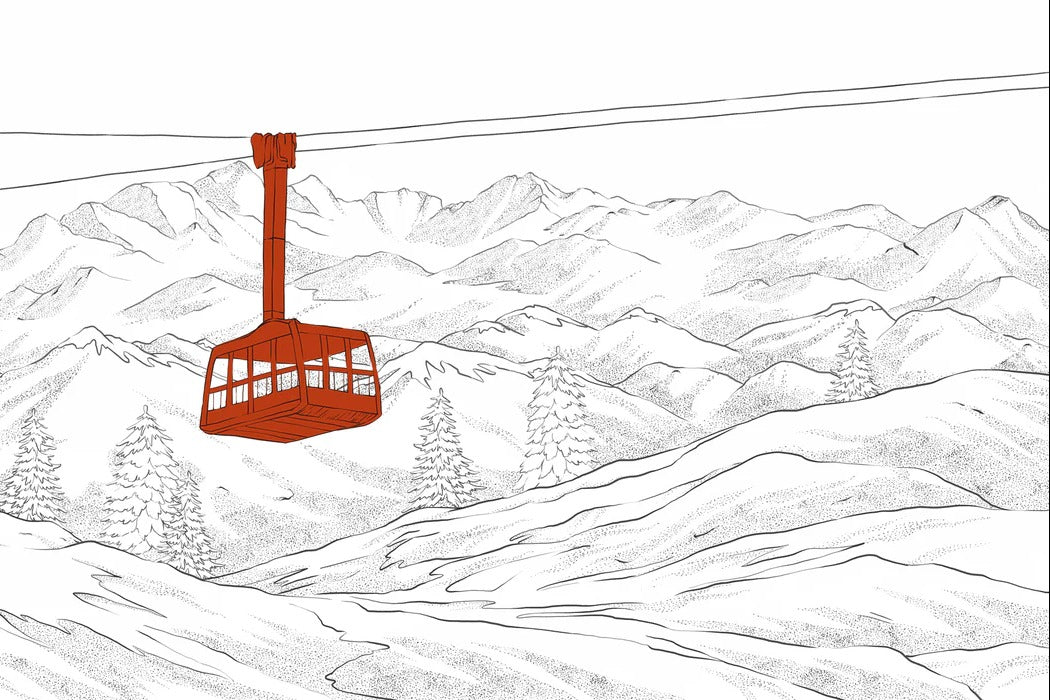 Papel pintado teleférico rojo de La Plagne
