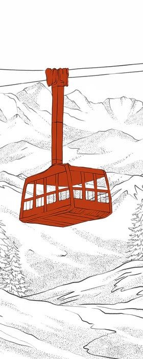 Papel pintado teleférico rojo de La Plagne