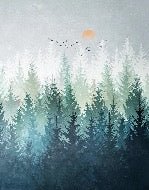 Papier peint forêt canadienne abstrait, XXL, tendance
