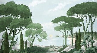 Camina por los arroyos de papel pintado de verde