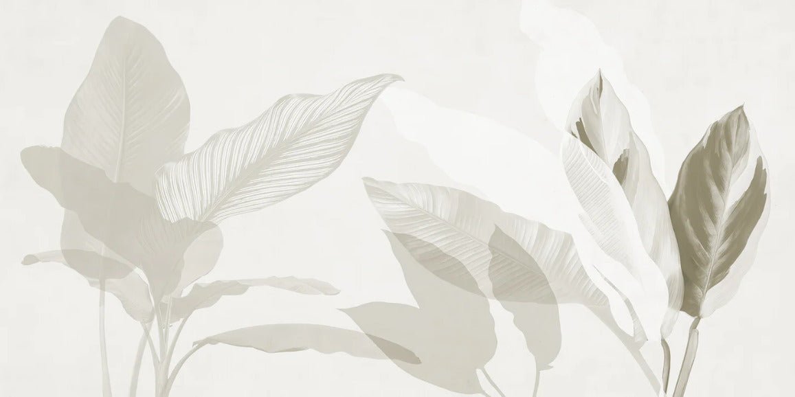 Papel pintado con motivos vegetales modernos en color sepia
