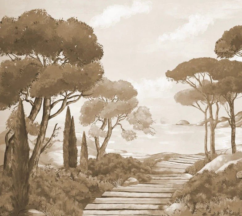 Papel pintado Paseo por los arroyos monocromo